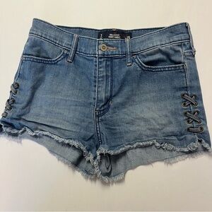 Hollister Women’s Lace Up Denim High Rise Short Shorts Size 3